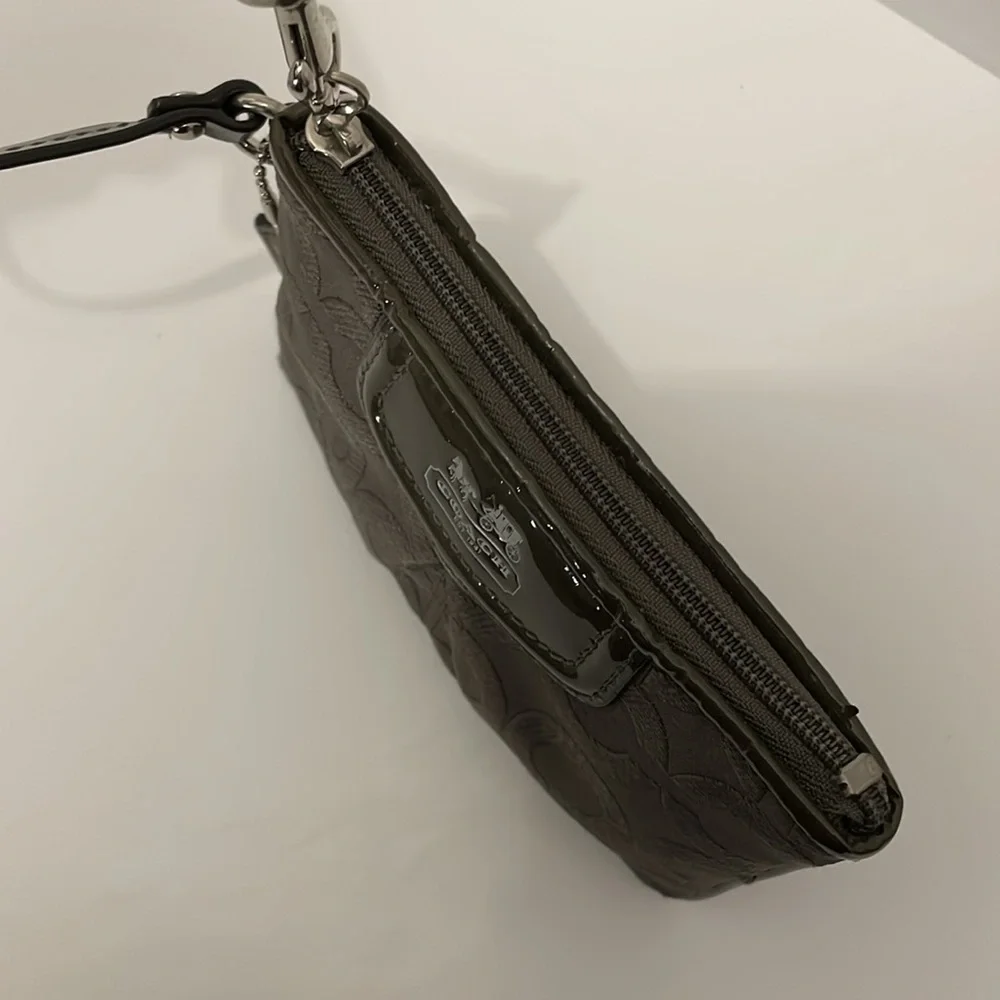 Coach Op Art Wristlet Army Green and Charcoal